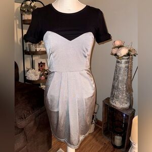 Armani Exchange grey and with black top zip up back dress